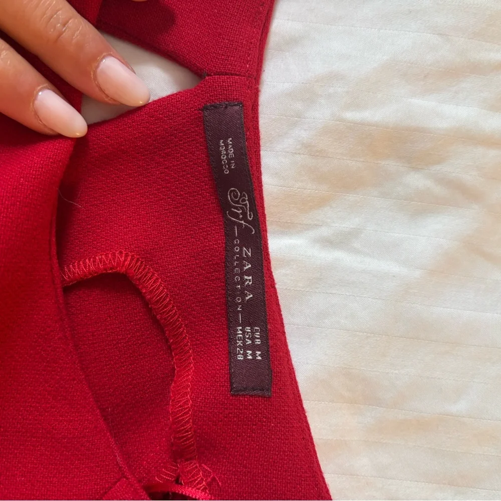 Zara Collection Red Open Back Fit & Flare Dress - Picture 4 of 7